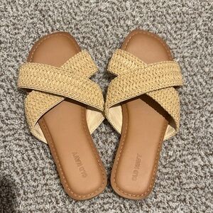 Old Navy Woven Tan Crossband Slide Sandals